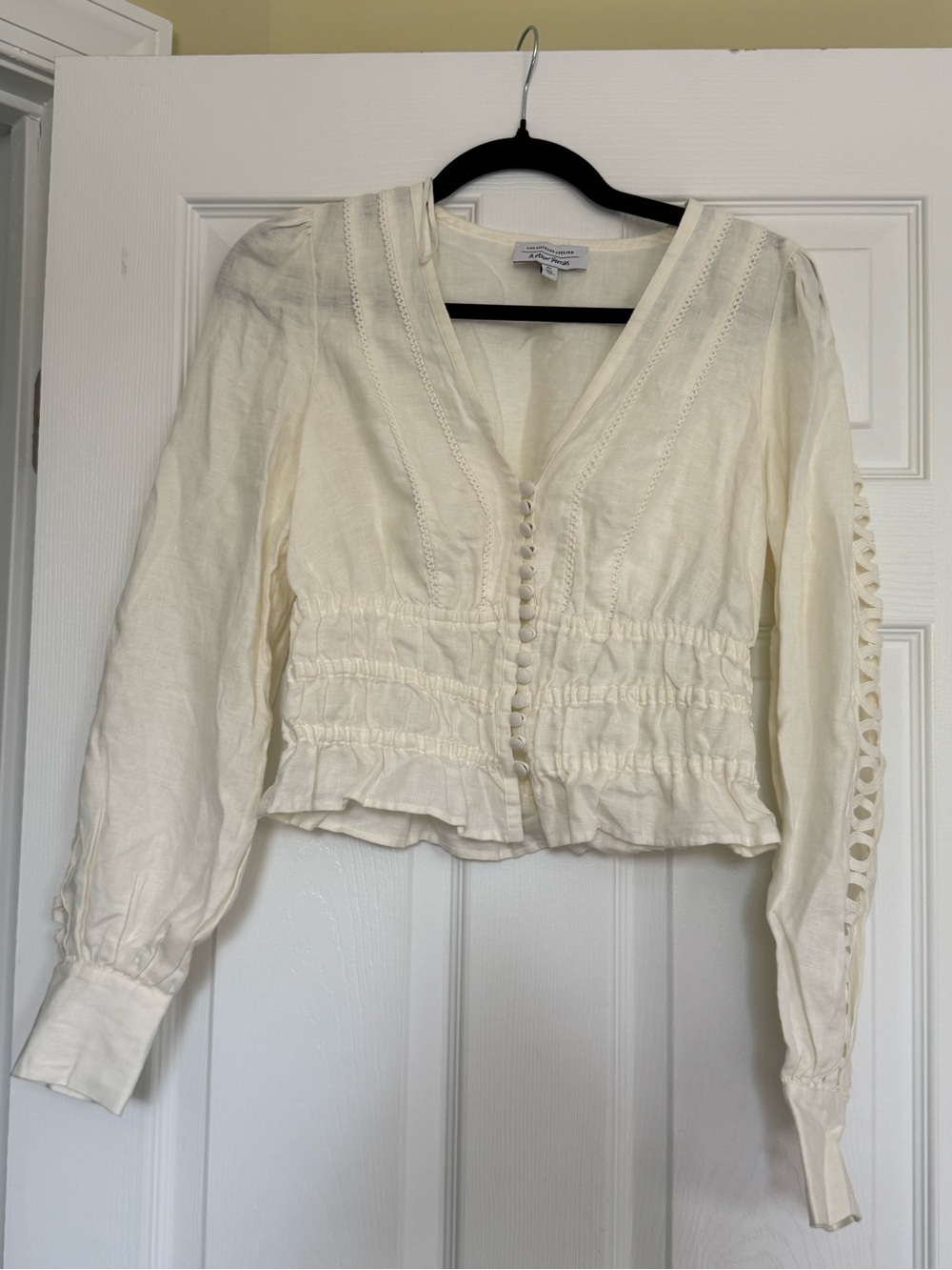 & Other Stories Lightweight Cream Button-Front Women's Blouse US 2